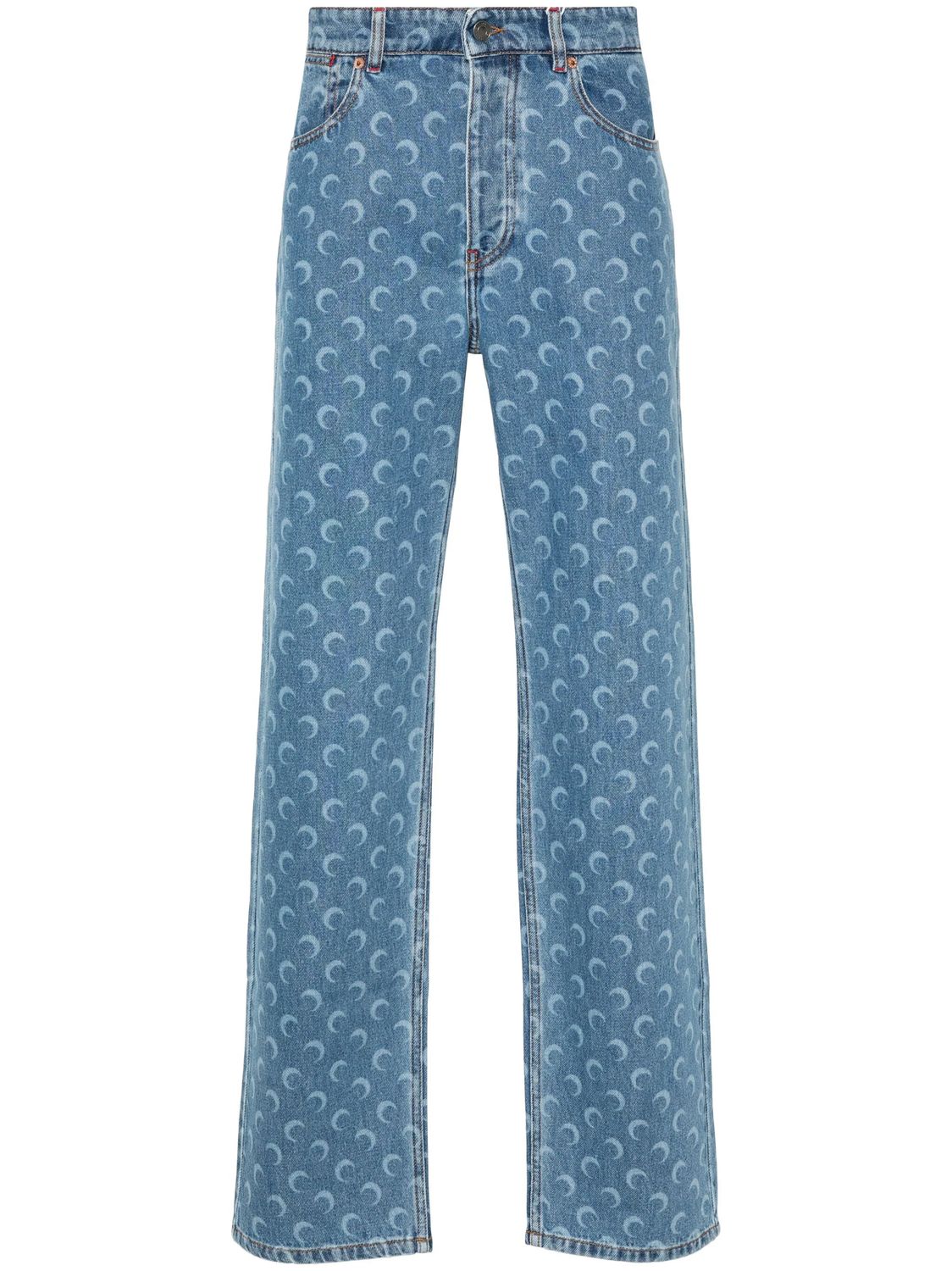 MARINE SERRE Crescent Moon-Print Straight Leg Jeans - FW24