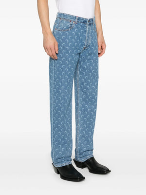 MARINE SERRE Crescent Moon-Print Straight Leg Jeans - FW24