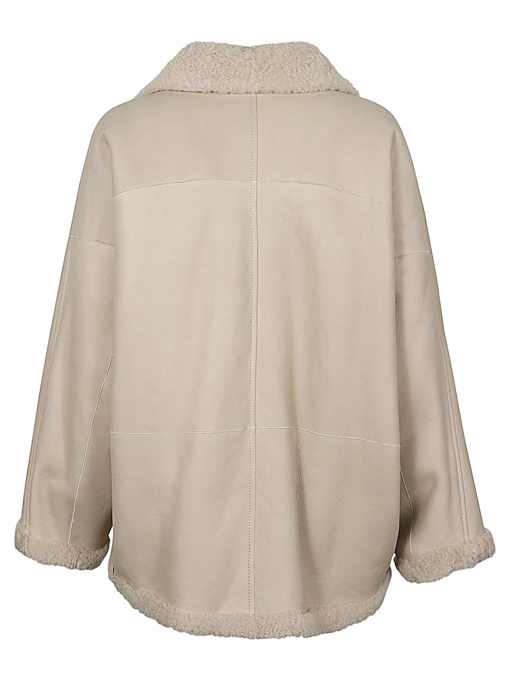 BRUNELLO CUCINELLI Ivory Leather Batwing Jacket