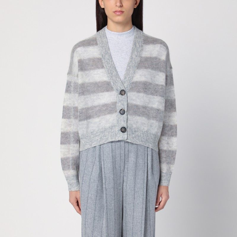 BRUNELLO CUCINELLI Wool-Blend Striped Cardigan - Women's