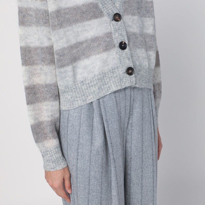 BRUNELLO CUCINELLI Wool-Blend Striped Cardigan - Women's