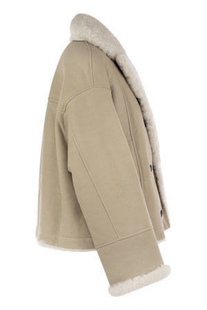 BRUNELLO CUCINELLI Reversible Fuzzy Shearling Outerwear with Cropped Cut