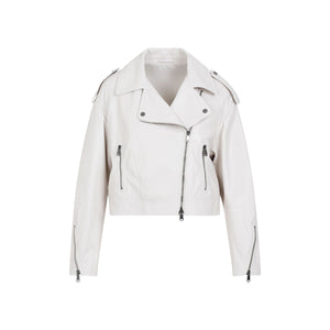 BRUNELLO CUCINELLI Nappa Leather Biker Jacket with Shiny Details