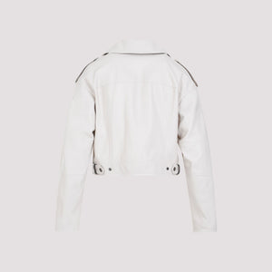 BRUNELLO CUCINELLI White Leather Jacket for Women - Spring/Summer 2024 Collection