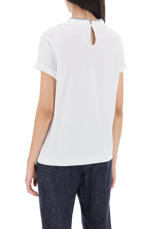 BRUNELLO CUCINELLI Elegant White Cotton Chain-Link Tee