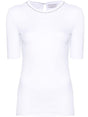 BRUNELLO CUCINELLI Elegant Optical White Cotton Tee with Monili Embellishment