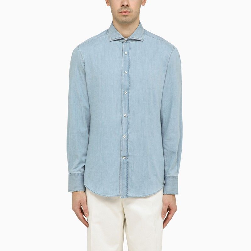 BRUNELLO CUCINELLI Men's Light Blue Denim Shirt - SS24 Collection