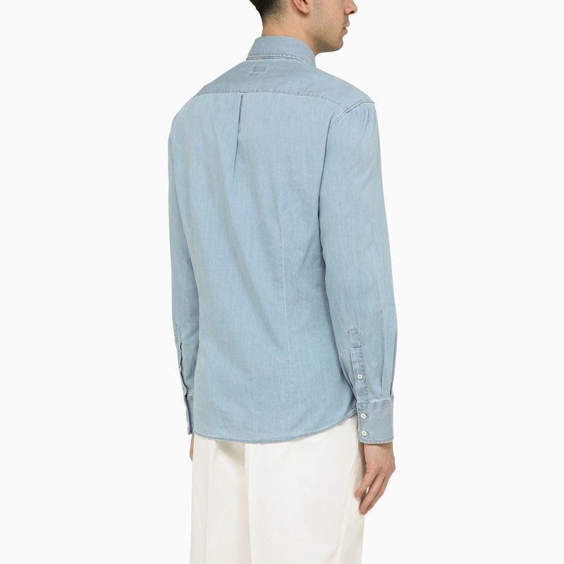 BRUNELLO CUCINELLI Men's Light Blue Denim Shirt - SS24 Collection
