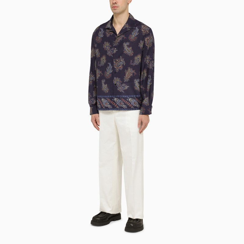 ETRO Blue Paisley Bowling Shirt for Men