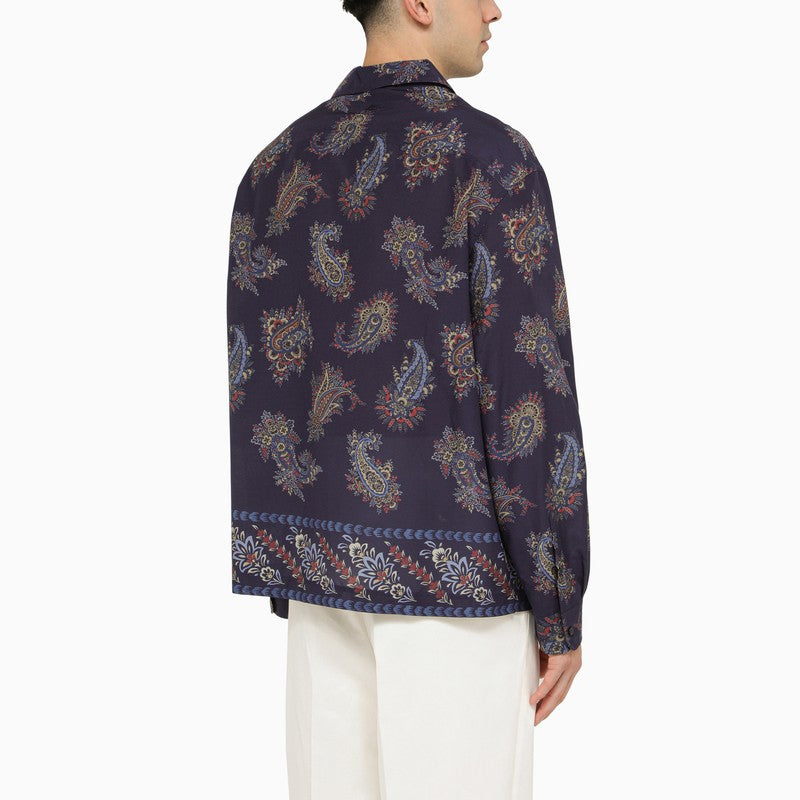 ETRO Blue Paisley Bowling Shirt for Men