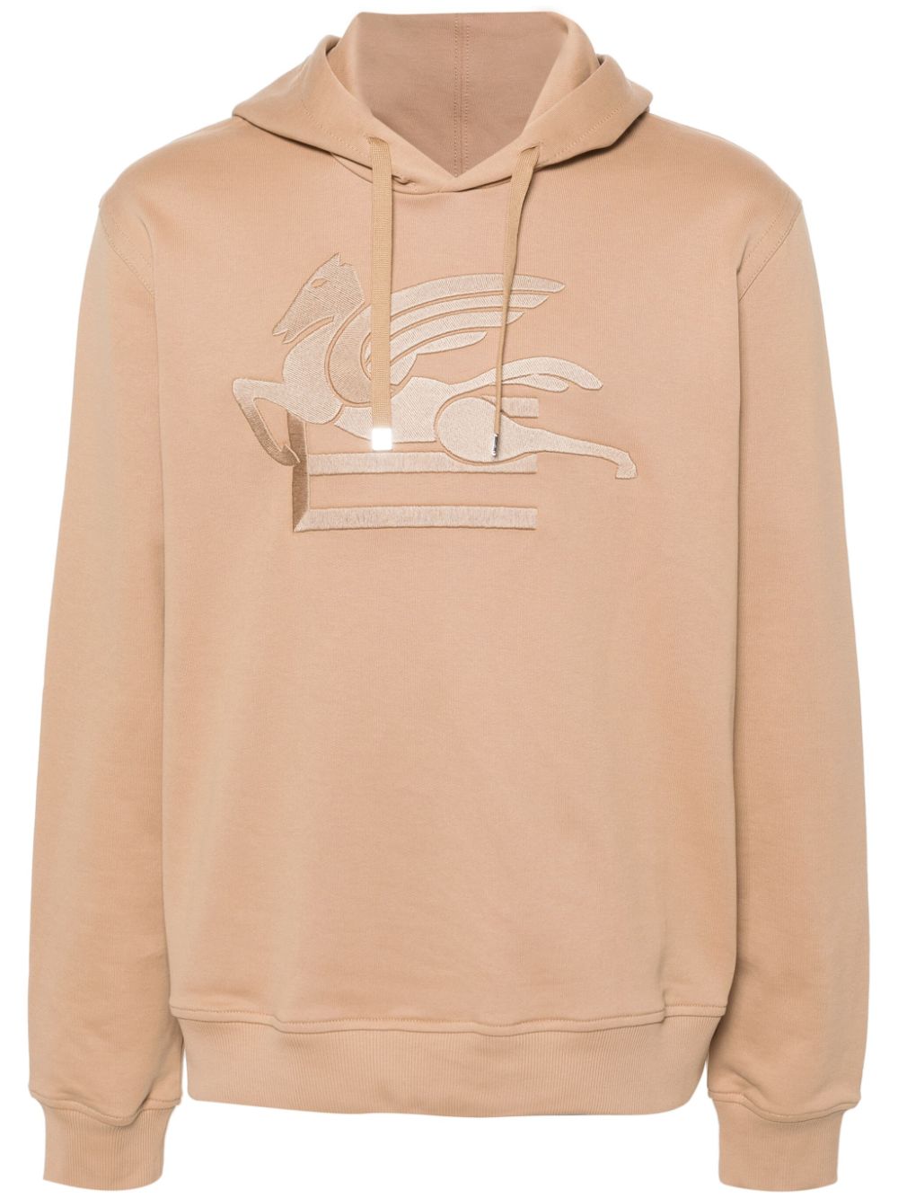 ETRO Men's Embroidered Drawstring Hoodie with Pegasus Motif