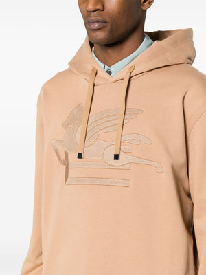 ETRO Men's Embroidered Drawstring Hoodie with Pegasus Motif