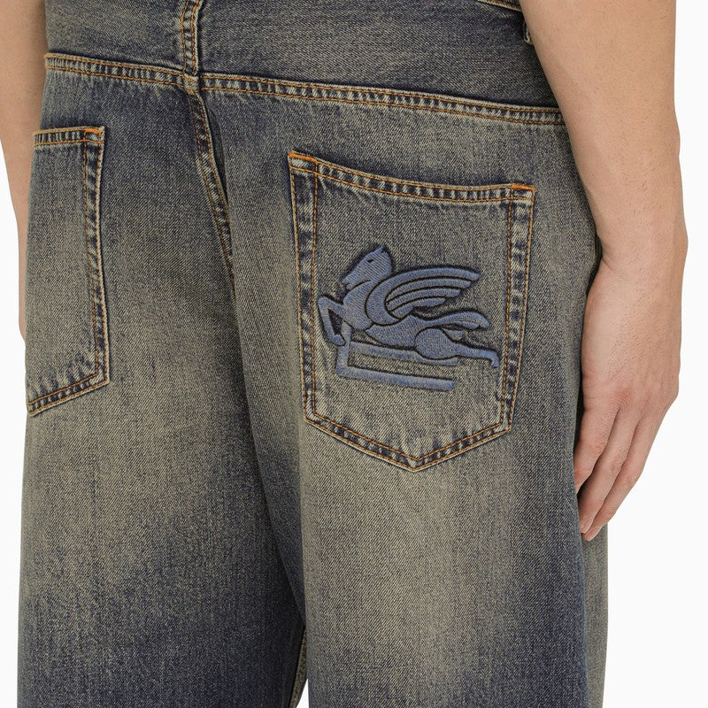 ETRO Washed Blue Boyfriend Jeans - Men's Fashion for SS24