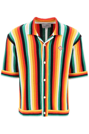 CASABLANCA Men's Multicolor Striped Knit Bowling Shirt