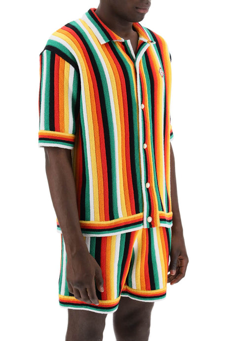 CASABLANCA Men's Multicolor Striped Knit Bowling Shirt