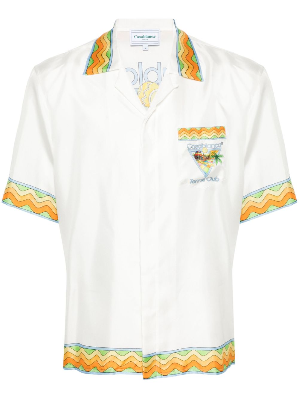 CASABLANCA Men's Multicolor Printed Silk Shirt with Cuban Collar