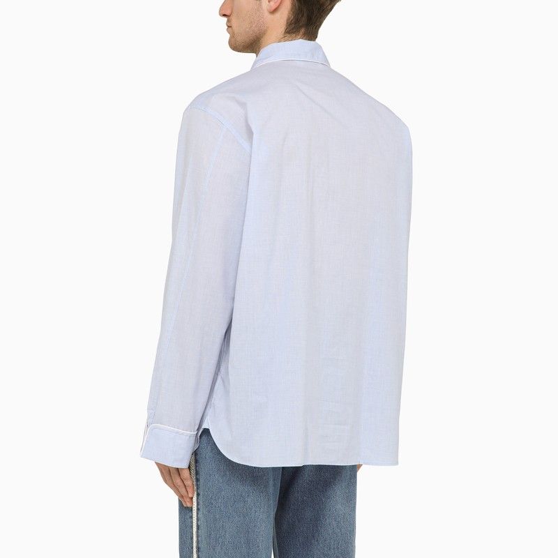 WALES BONNER Men's Light Blue Long-Sleeved Shirt with Logo for SS24