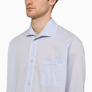 WALES BONNER Men's Light Blue Long-Sleeved Shirt with Logo for SS24