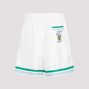 CASABLANCA White Silk Men's Shorts for SS24