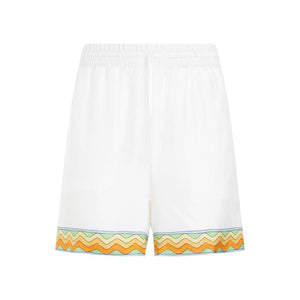 CASABLANCA Silk Drawstring Shorts in White for Men - SS24 Collection