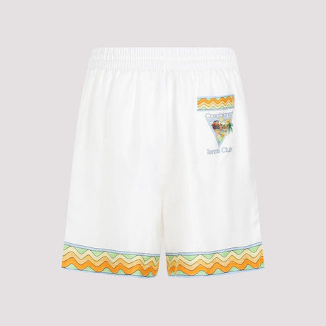 CASABLANCA Silk Drawstring Shorts in White for Men - SS24 Collection