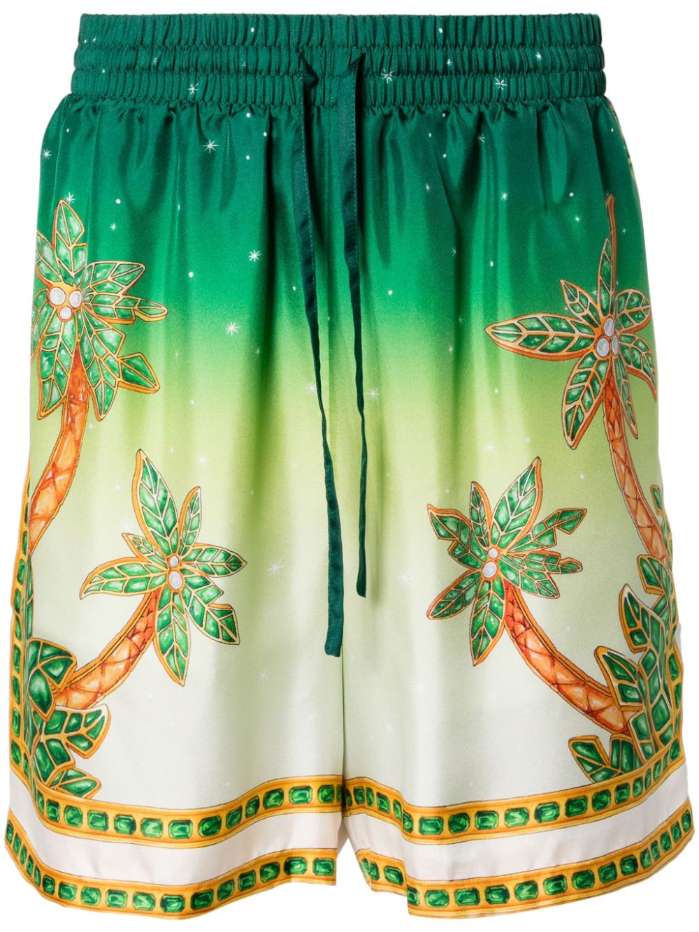 CASABLANCA Men's Tan MultiColour Silk Shorts for SS24 Collection