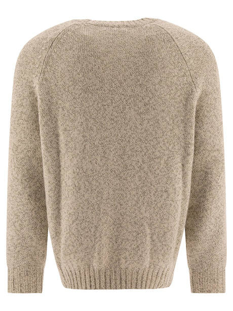 BRUNELLO CUCINELLI Cashmere Mouliné Sweater with Raglan Sleeves - Regular Fit