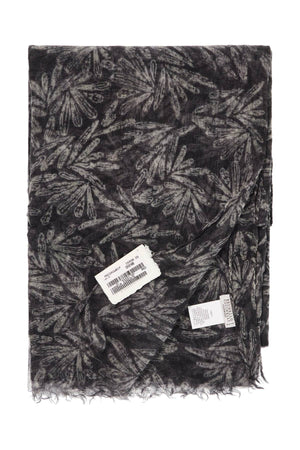 BRUNELLO CUCINELLI Luxury Cashmere Scarf with Floral Print and Fringe Edges