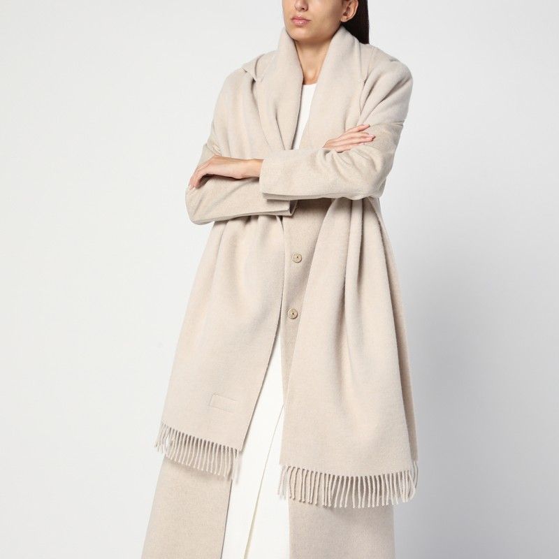 Khăn Choàng Có Mũ Màu Kem Từ Cashmere Kết Hợp