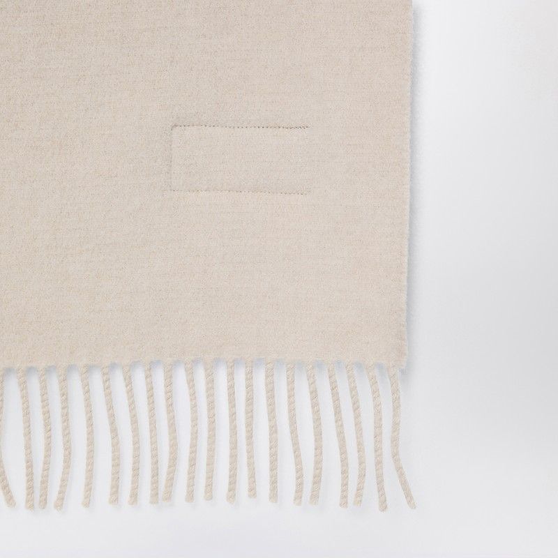 BRUNELLO CUCINELLI Beige Cashmere Blend Hooded Scarf