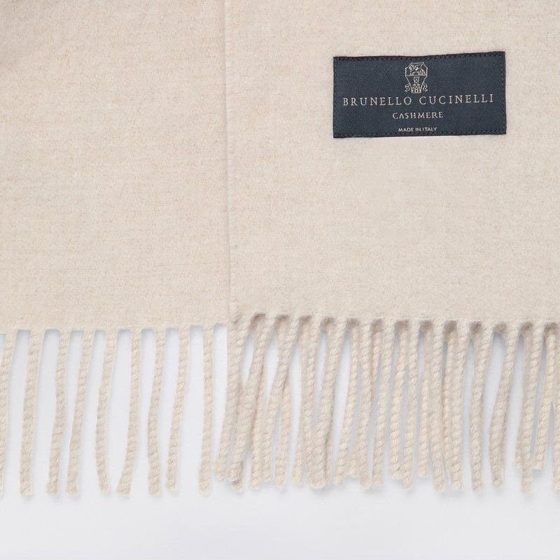 BRUNELLO CUCINELLI Beige Cashmere Blend Hooded Scarf