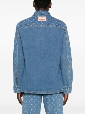 MARINE SERRE Laser-Cut Denim Shirt with Classic Collar for Men - FW24