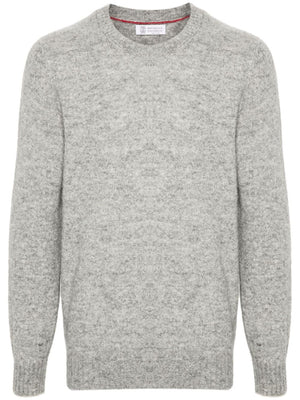 BRUNELLO CUCINELLI Luxurious Grey Wool Crewneck Sweater