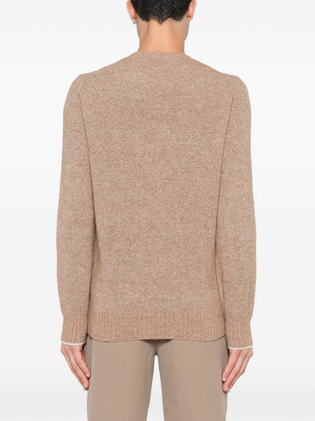 BRUNELLO CUCINELLI Luxurious Camel Wool Crewneck Sweater for Men