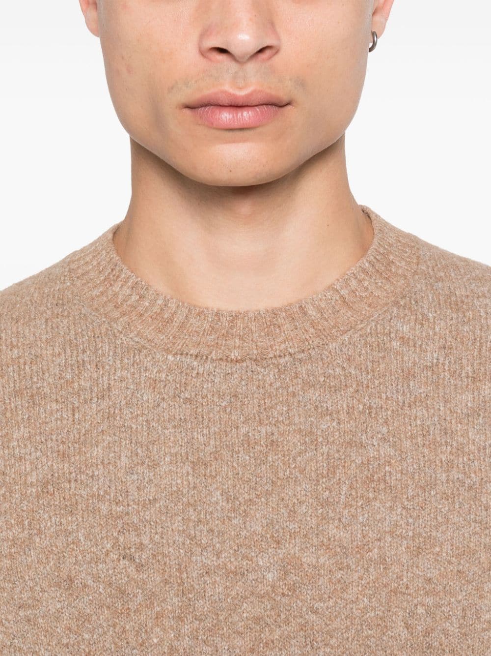 BRUNELLO CUCINELLI Luxurious Camel Wool Crewneck Sweater for Men