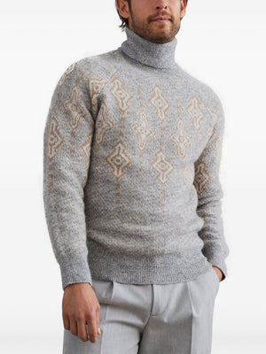 BRUNELLO CUCINELLI Luxe Geometric Turtleneck Sweater in Alpaca Blend