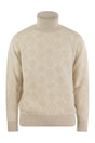 BRUNELLO CUCINELLI WHITE INTARSIA KNIT ROLL NECK SWEATER