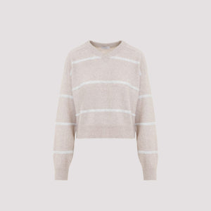 BRUNELLO CUCINELLI Luxurious Nude Striped Sweater for Women