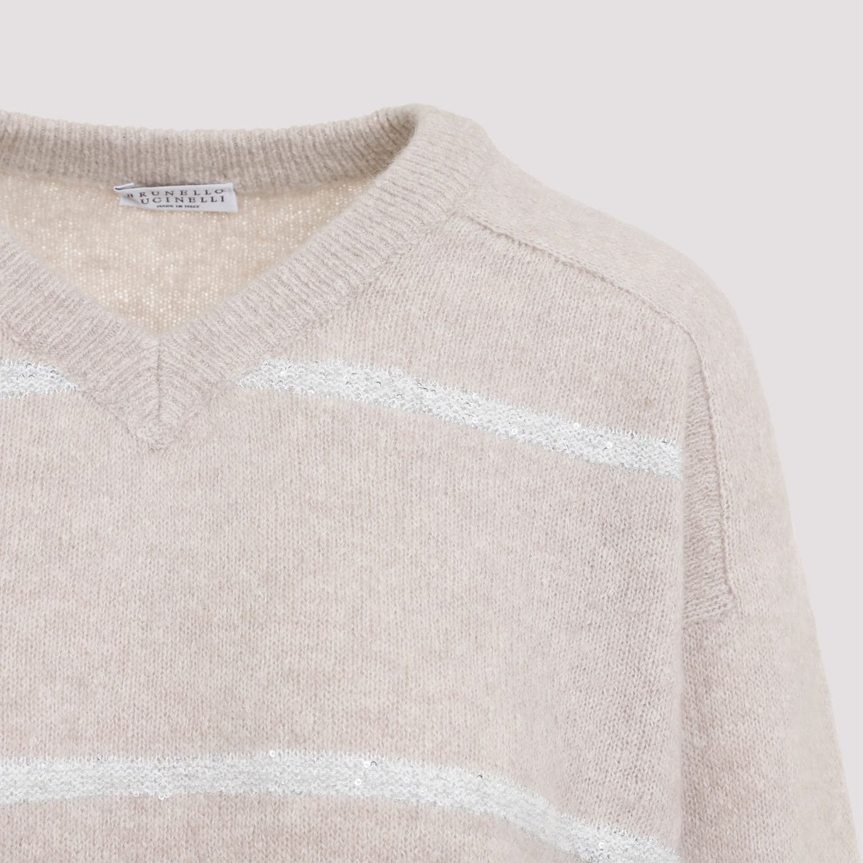 BRUNELLO CUCINELLI Luxurious Nude Striped Sweater for Women