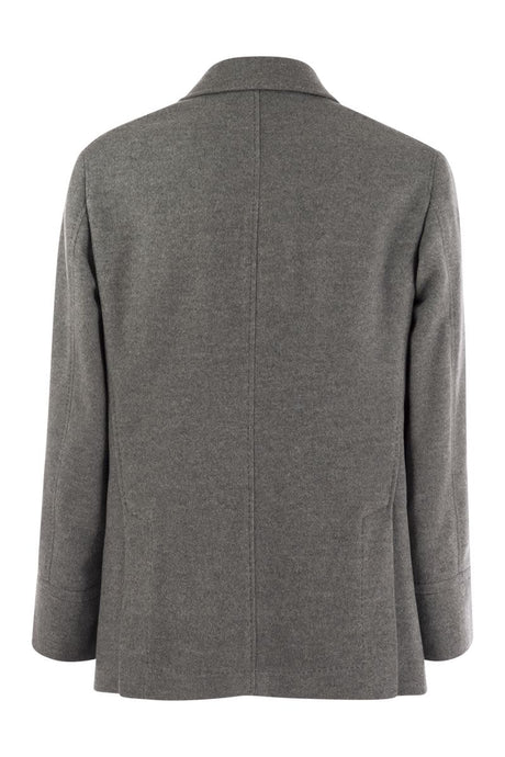 BRUNELLO CUCINELLI Luxurious Cashmere One-and-a-Half-Breasted Jacket with Metal Accents