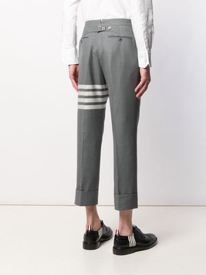 THOM BROWNE Men's Gray 4-Bar Wool Trousers for FW23 Season