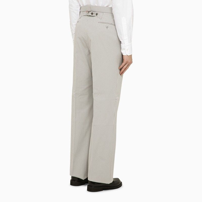 THOM BROWNE Men's Light Grey Pinstripe Trousers for Spring/Summer 2024