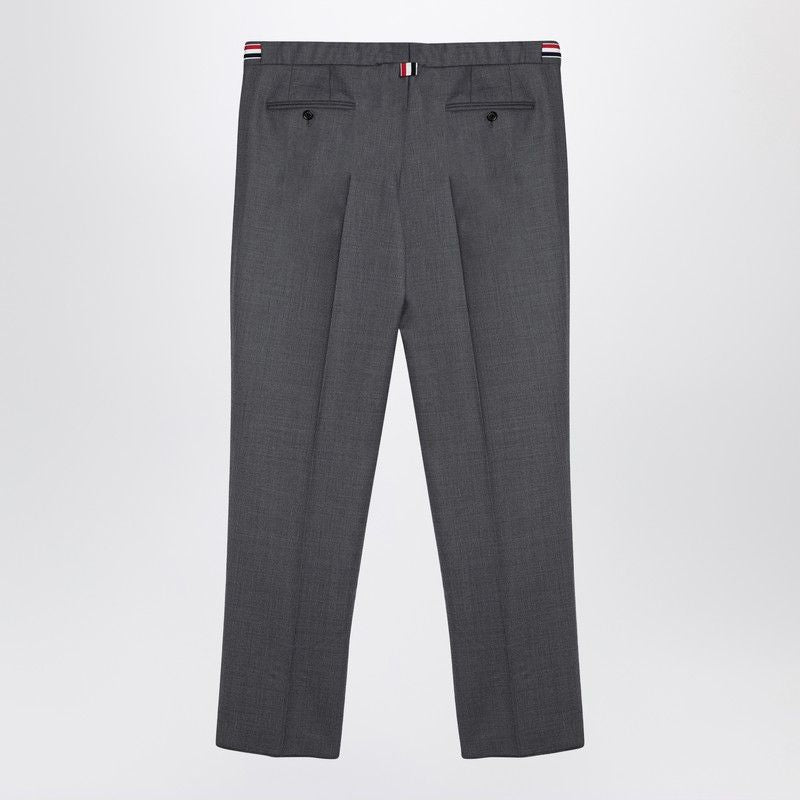 THOM BROWNE Classic Grey Wool Trousers for Men