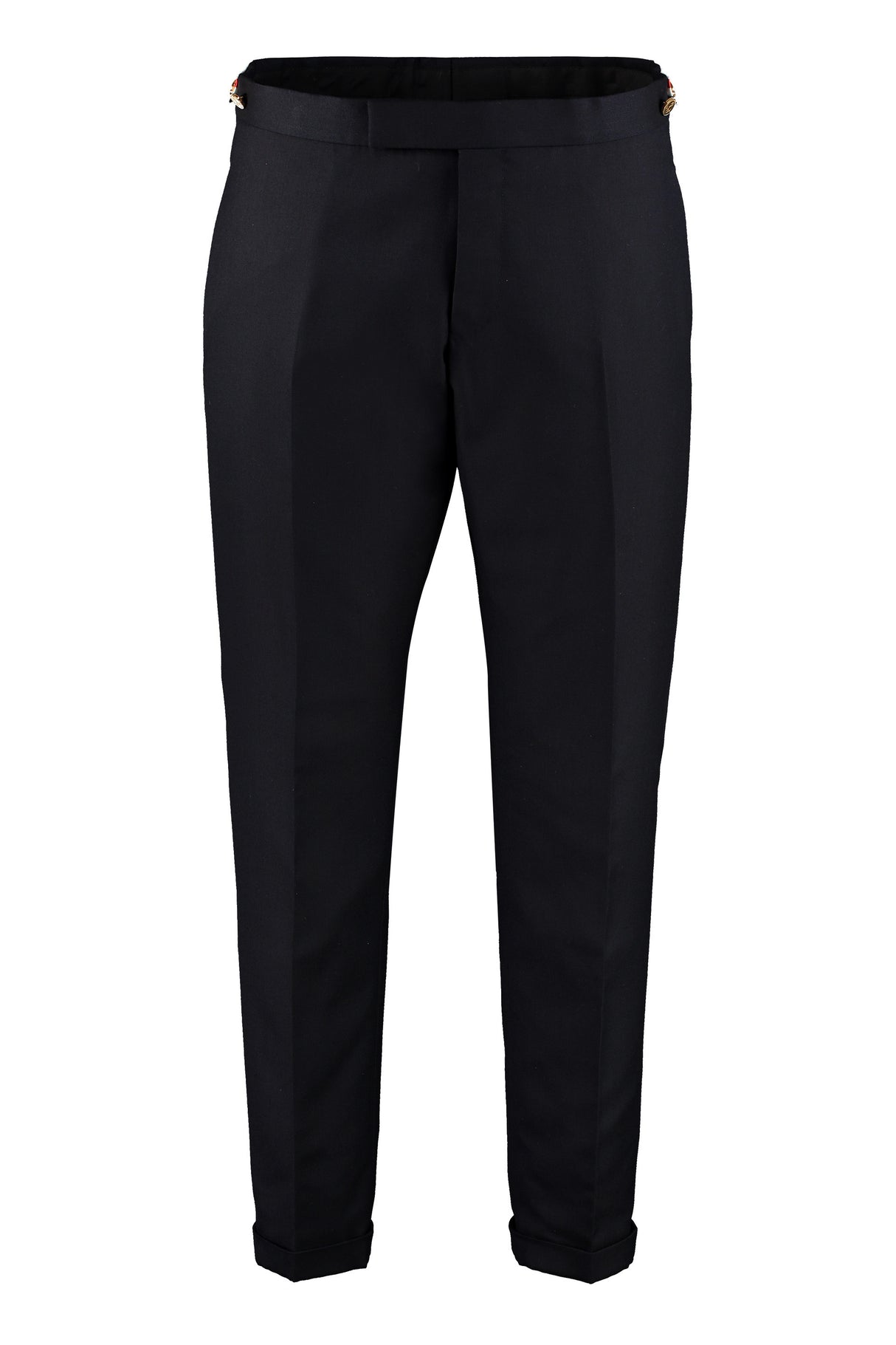 THOM BROWNE Classic Grey Wool Trousers for Men