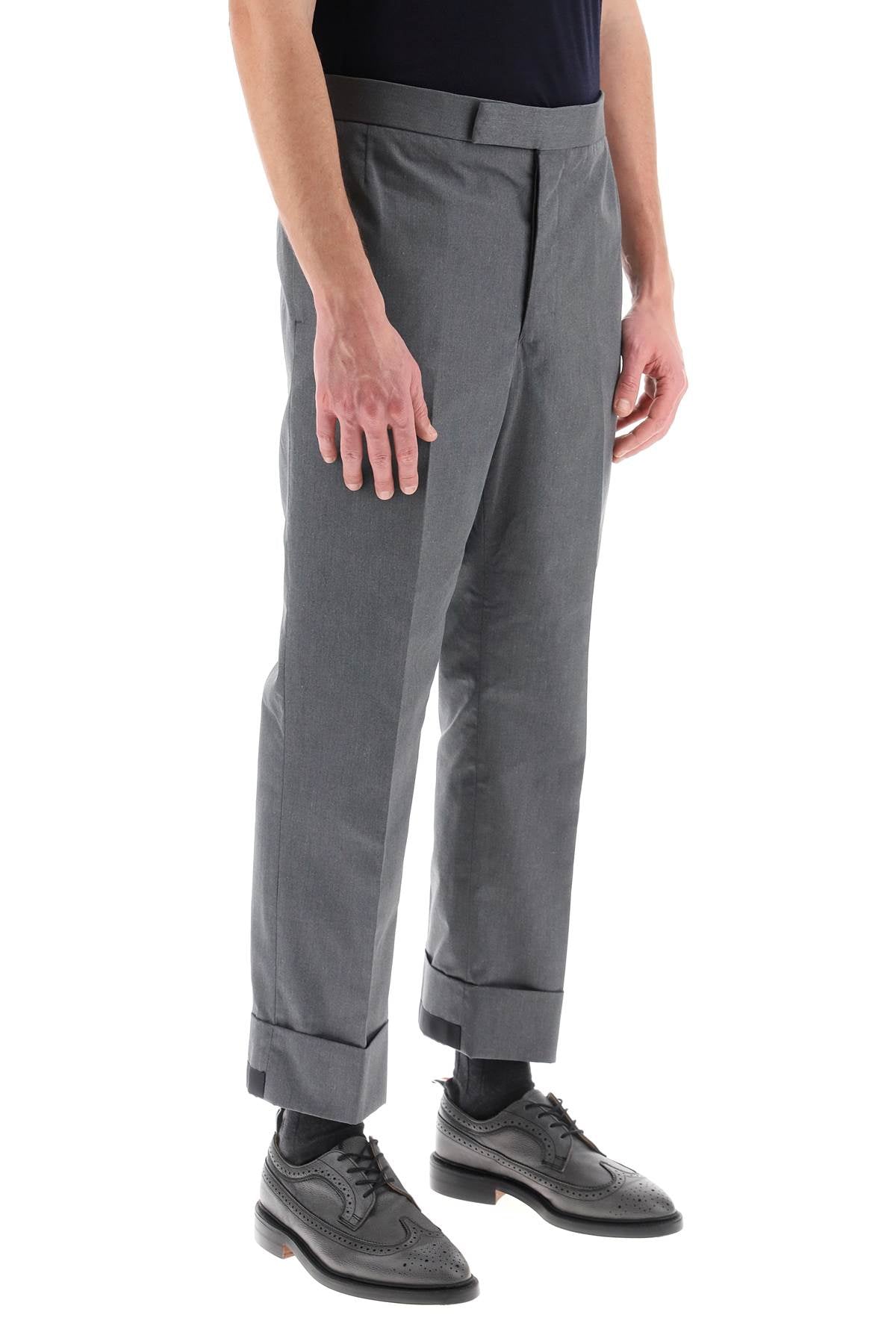 THOM BROWNE Cropped Tailoring Pants in Melange Grey