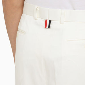 White Straight Cotton Trousers for Men from Thom Browne - SS24 Collection