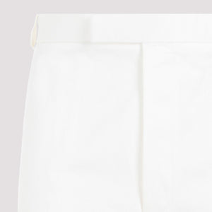 THOM BROWNE White Straight Leg Cotton Chino Pants for Men