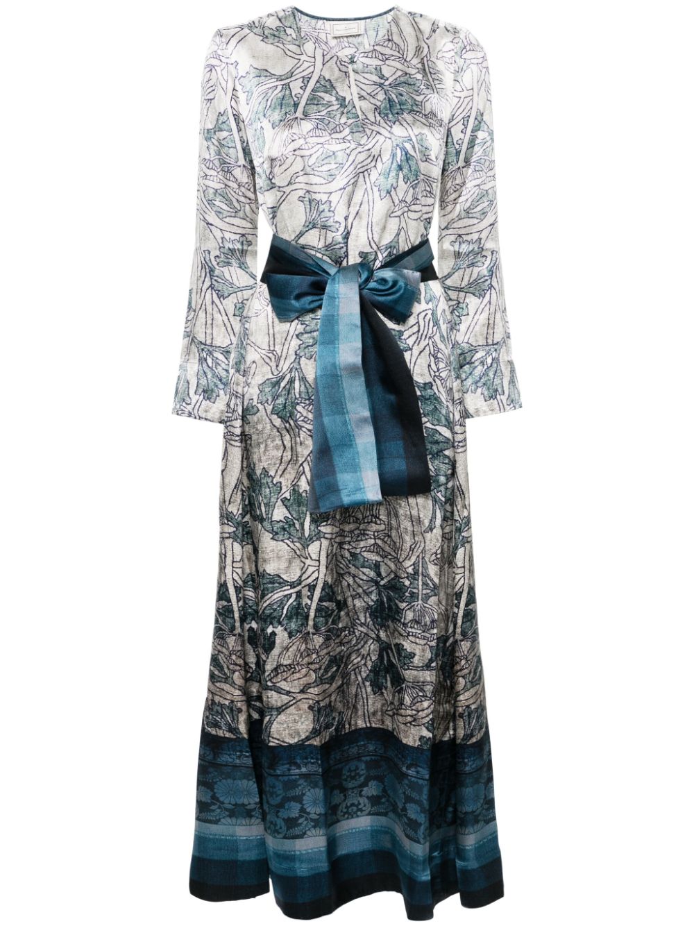 PIERRE LOUIS MASCIA Elegant Floral Silk Long Dress