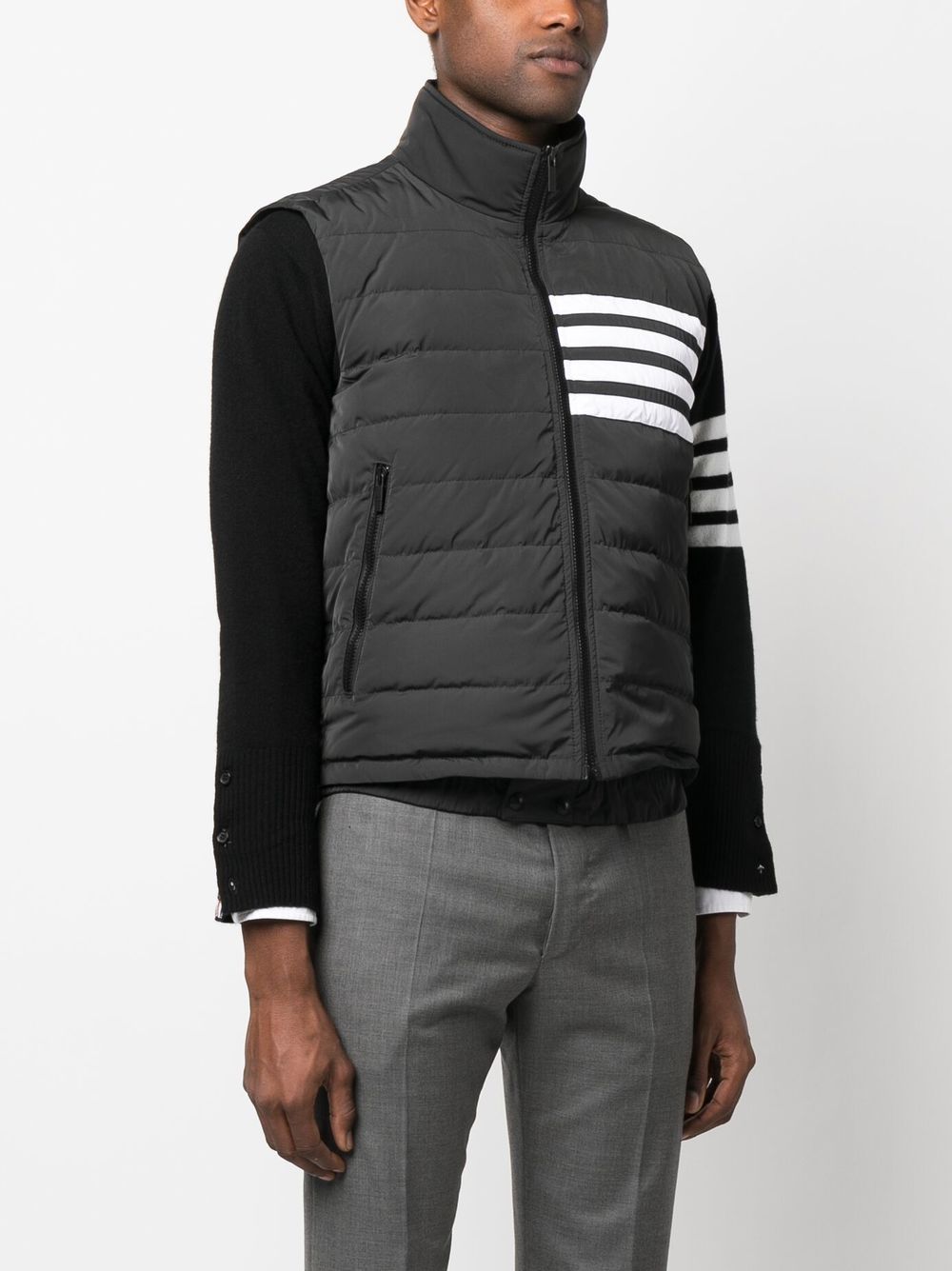 THOM BROWNE Men's Tricolor Field Vest with Internal Suspenders and Elasticated Hemline