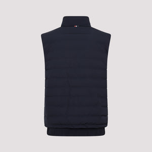 THOM BROWNE Men's Padded Quilted Vest in Charcoal with Contrast 4-Bar Detail